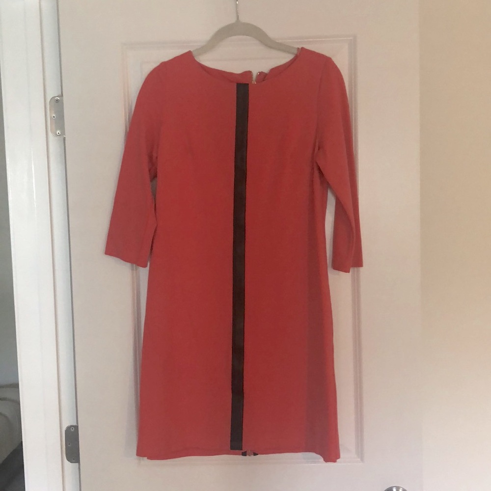 Vince Camuto salmon and leather stripe dress